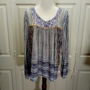 Style & Co. Women's Blue Long Sleeve Blouse in Size Large